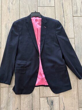 Custom Tailored Navy Sport Coat Pink Lining Trunk Club Sample 44R